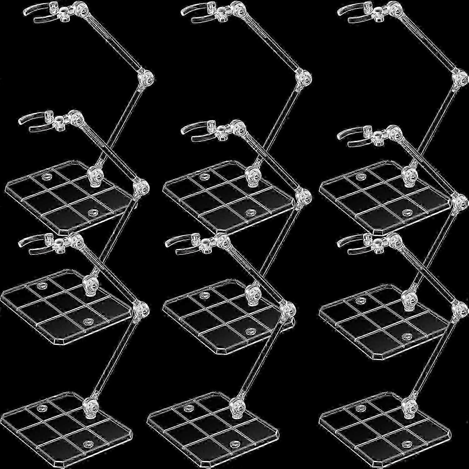 9 Pieces Action Figure Display Holder Base Clear Action Figure Display Stand Doll Model 1/144 Toy