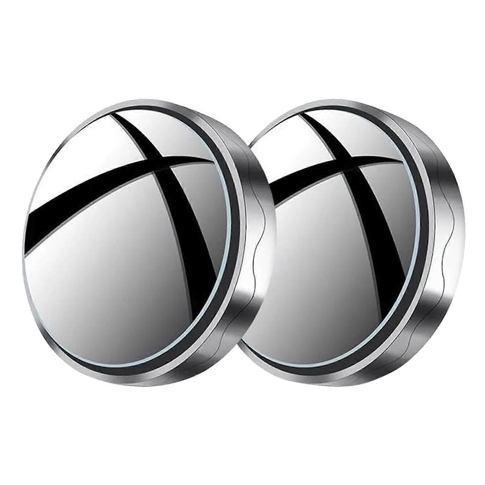 Car Blind Glass Suction Cup Small Round 360° Wide Angle Reversing Aid Silver for Vehicles and SUVs