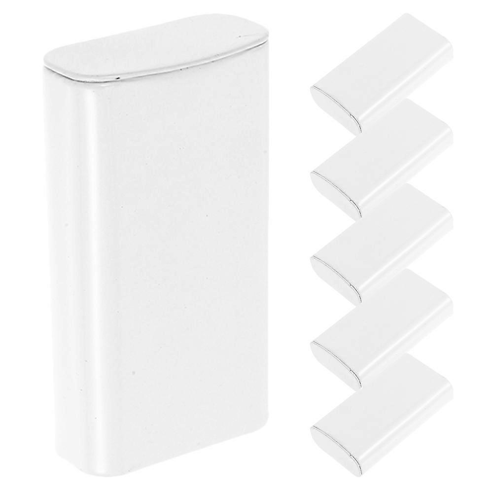 6 Pieces White Metal Tinplate Containers for Storage Portable Bead Organizer with Lids Small Square