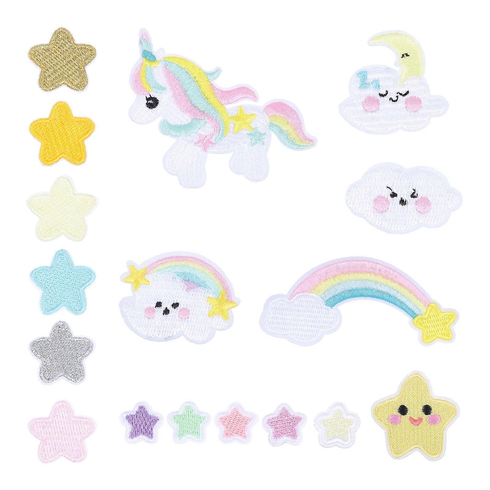 Sew On Patches Embroidered Applique Iron On Patches Multi Colored Various Shapes Hole Patching Personalization Projects Fashion Designers 17Pcs