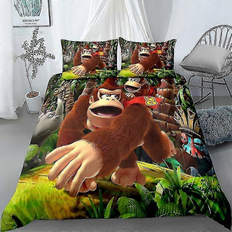 3D Printed Donkey Kong Bedding Set with Pillowcases for Single/Double Bed, Kids Gift