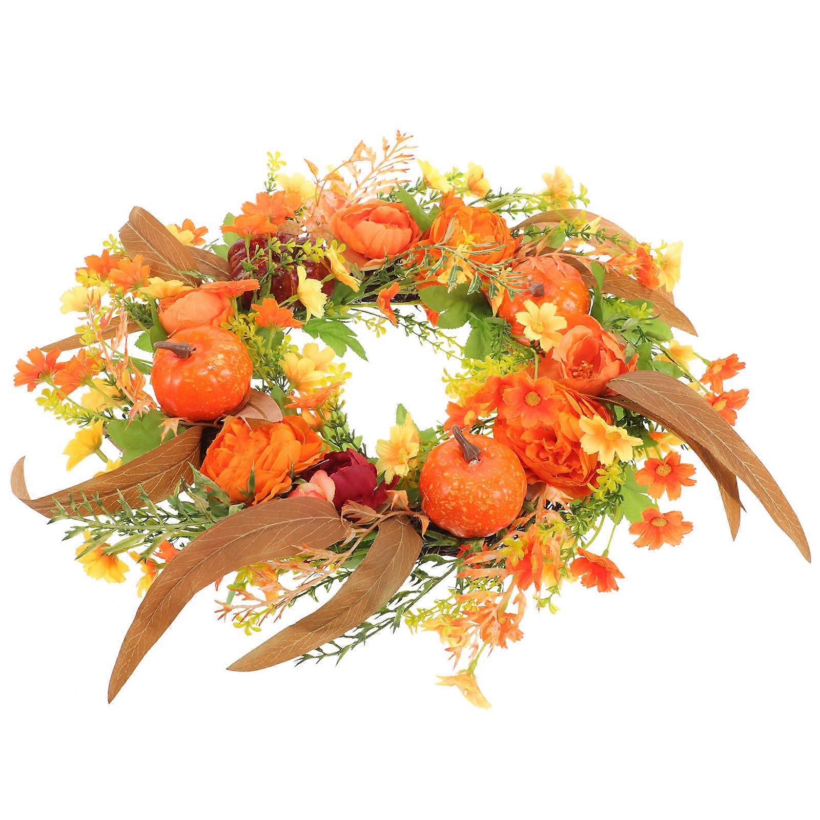 Indoor Wreath Emulated Wreath Decor Front Door Simulation Wreath Rattan Fabric Synthetic Material 1Pc