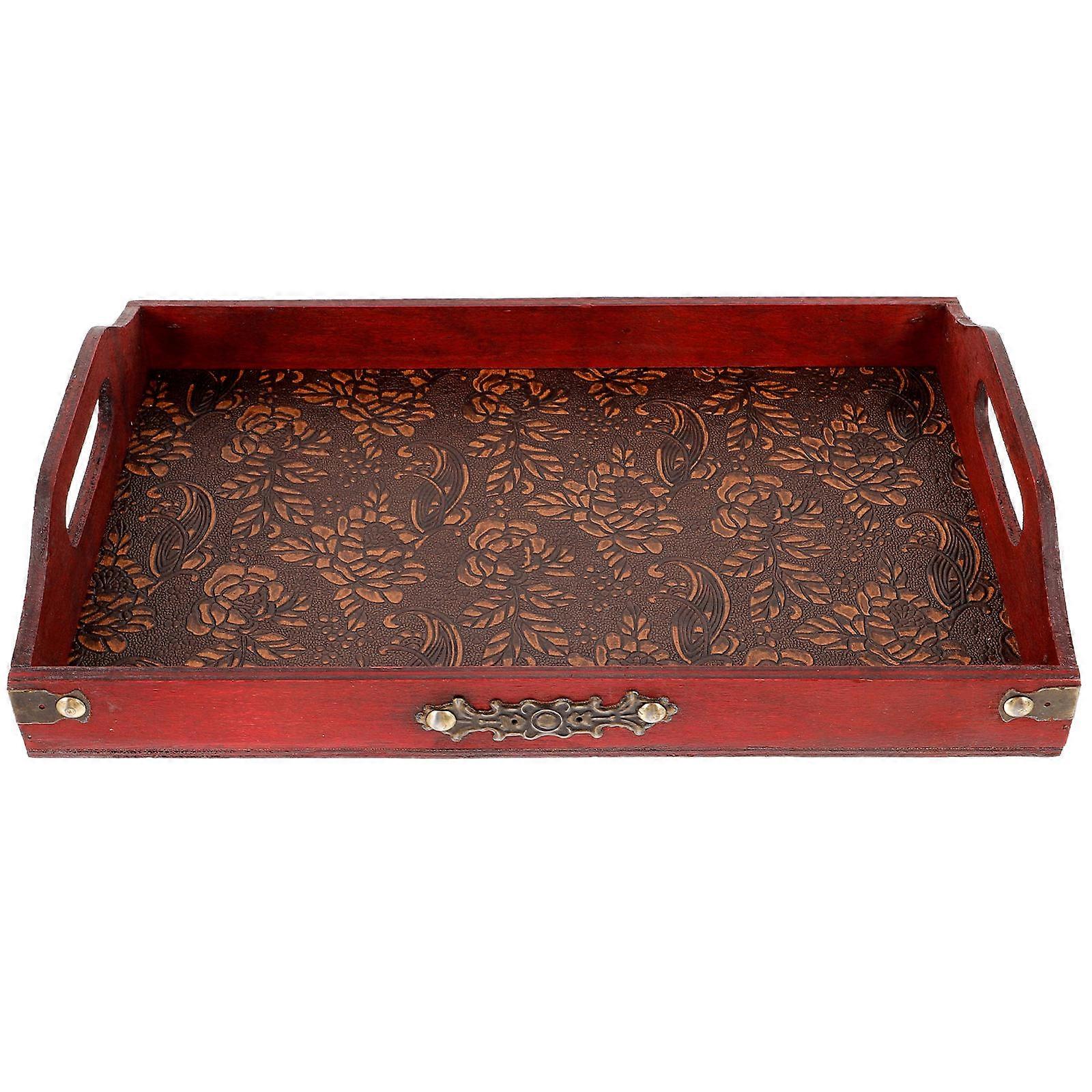 Wooden Tea Room Tray For Hosts Rectangular Shape 32.00X21.00X3.70CM Holding Tea Sets 1Pack