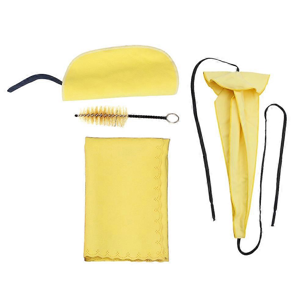 Saxophone Cleaning Accessories Saxophone Passing Wiping Cloth Brush For Musical Instruments Yellow 4Pcs
