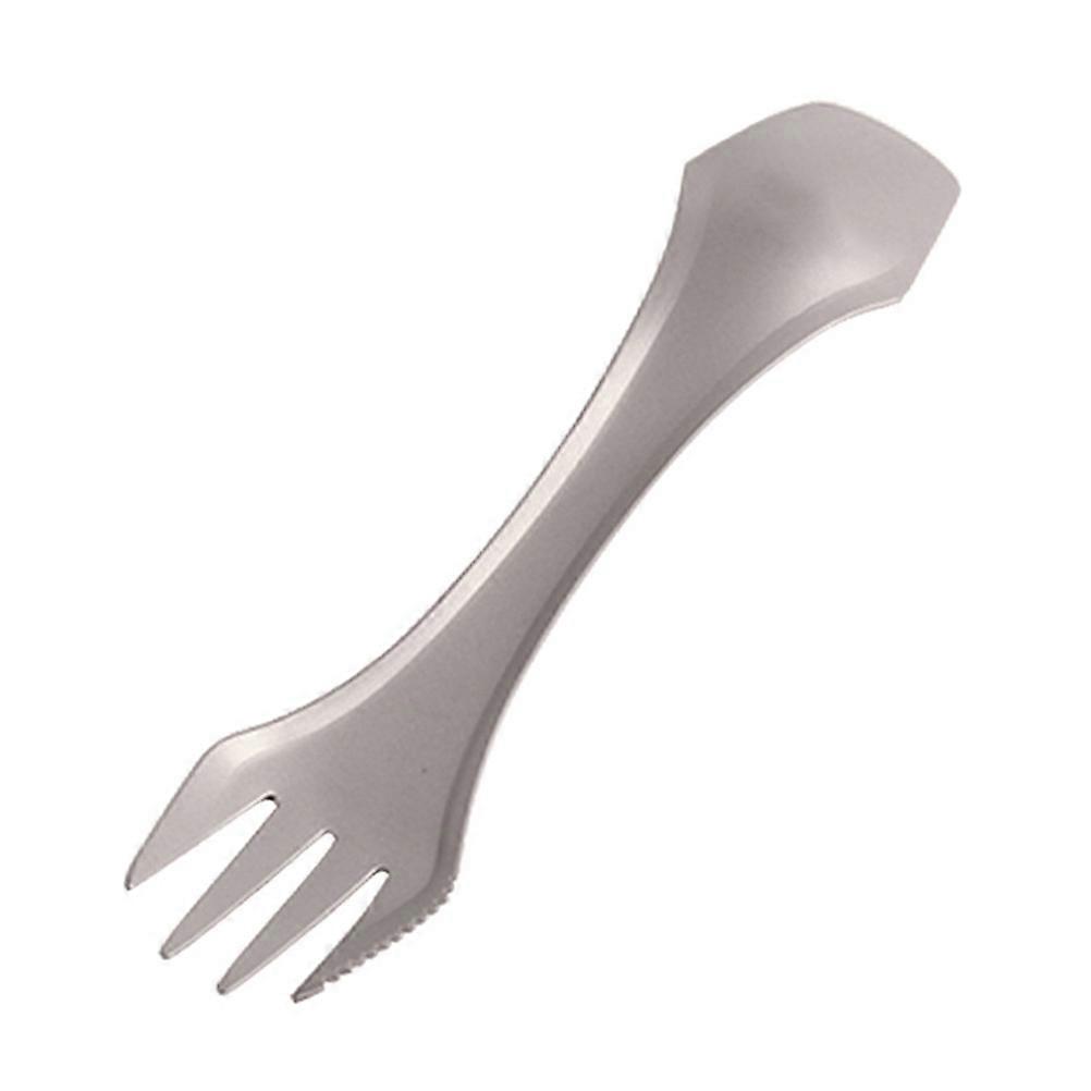 Titanium Spoon for Outdoor Use Silver Color with Fine Polish and Anti Slip Handle 3 in 1 Camping
