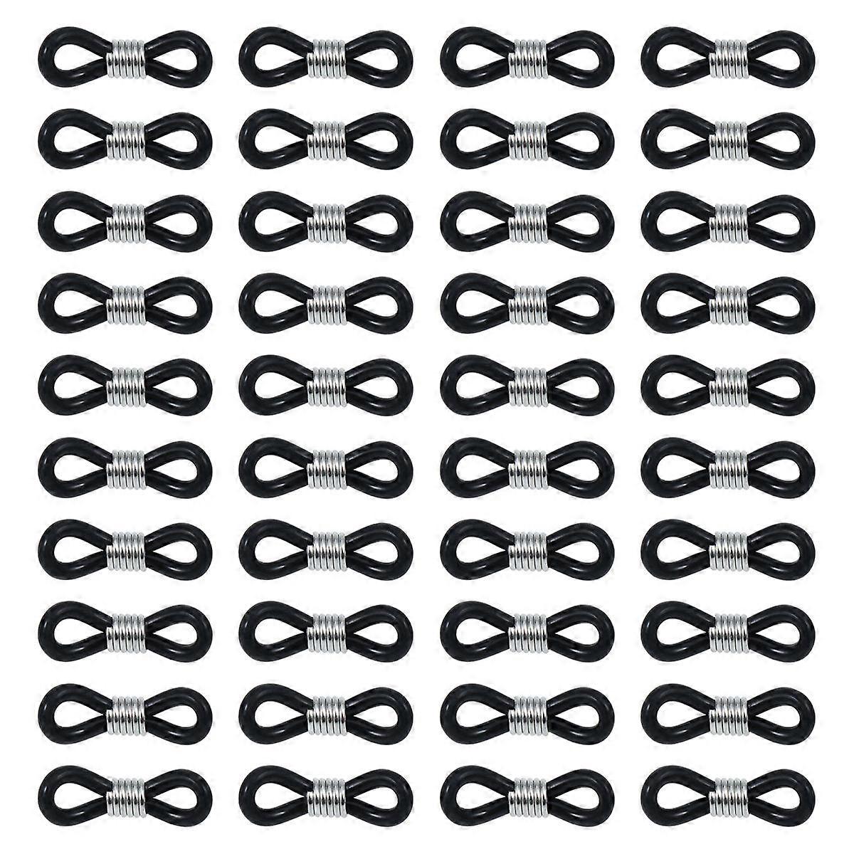 Eyeglass Chain Ends Adjustable Non-Slip Ring For Glasses Chain Connection 2x1x0.5cm Black 100Pcs