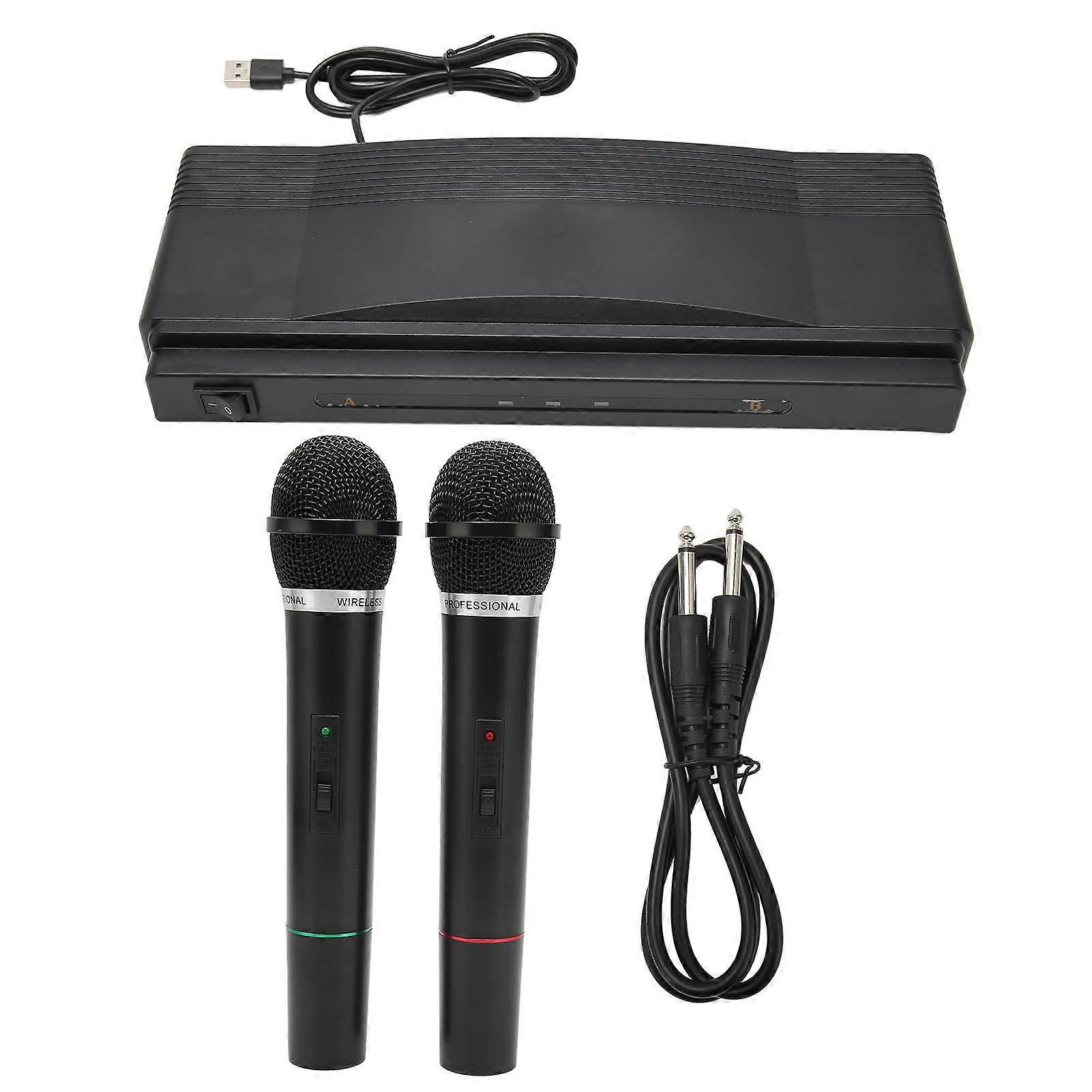 Handheld Wireless Microphone 1 Receiver for 2 Mic 2.4G VHF Dynamic Karaoke Mic for Performance Conference Household