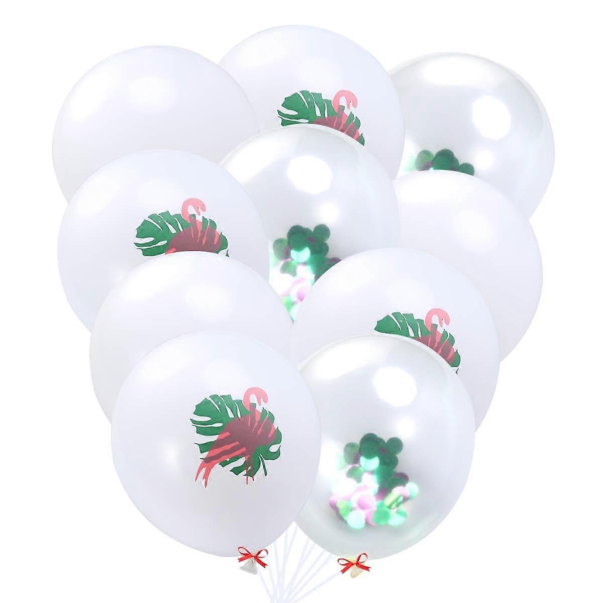 Hawaiian Balloon Flamingo Print Latex For Tropical Party Decorations 10Pcs