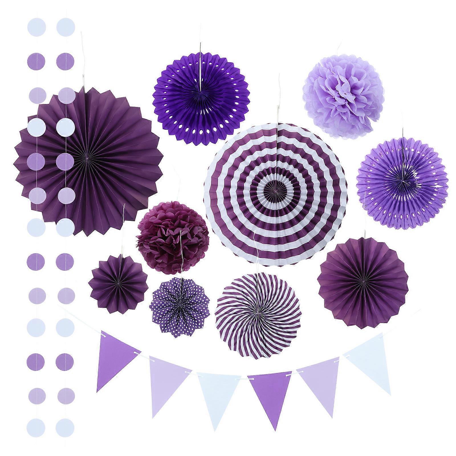 Party Hanging Paper Fans Set Flower Shape Paper Fan Banner For Baby Showers 1 Set