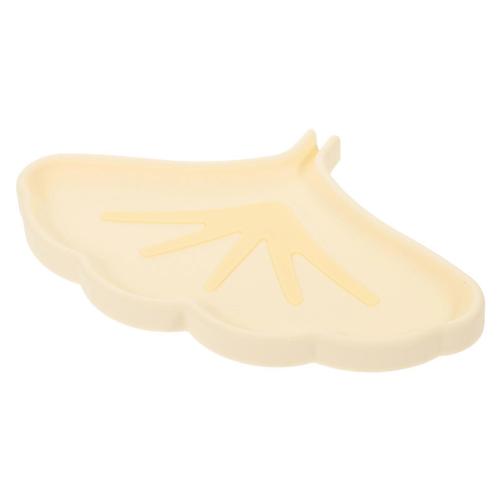 Silicone Tray Bathroom Soap Tray Self Draining Anti-slip Multi-use Container Ginkgo Leaf Shape Elegant Design For Homeowners 1Pcs