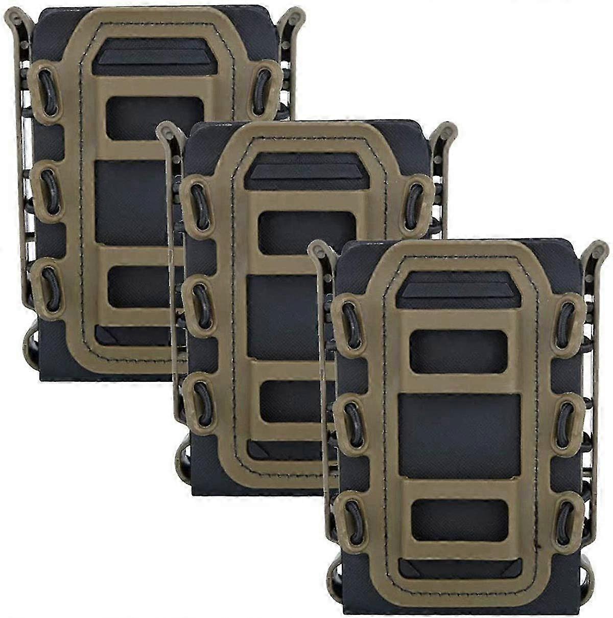Tactical Magazine Pouches Set of 3, Suitable for Airsoft Rifles Like M4 AR AK, Softshell Carrier for 5.56/7.62mm Magazines