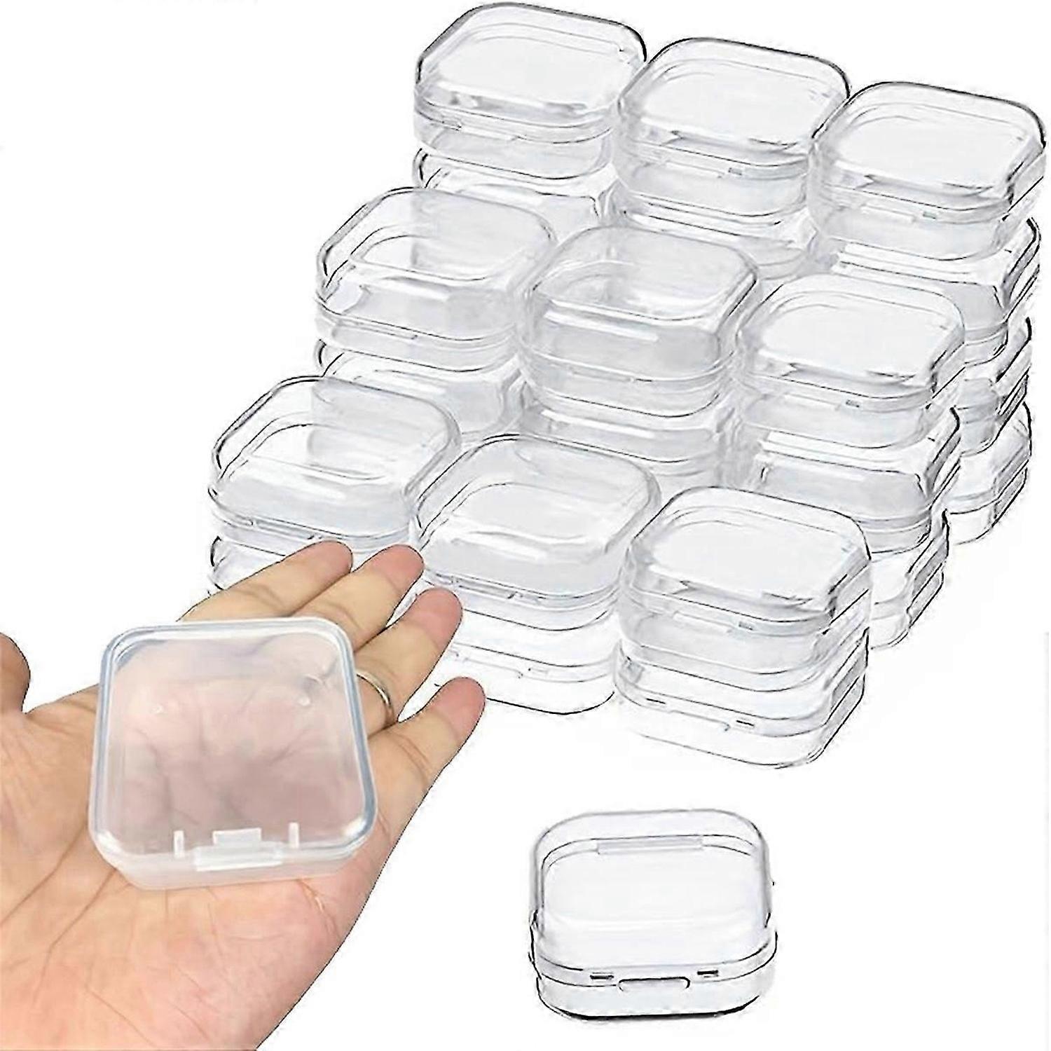 30 Packs Clear Small Plastic Containers parent Storage Box with Hinged Lid for Small Items (1.7