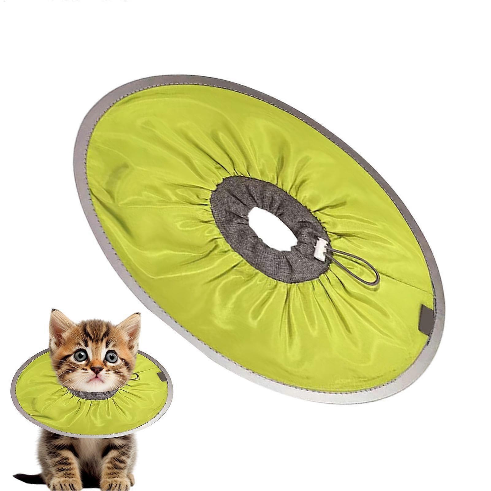 Dog cone, cat recovery collar, protective collar, adjustable, lightweight, soft for wound care, green S