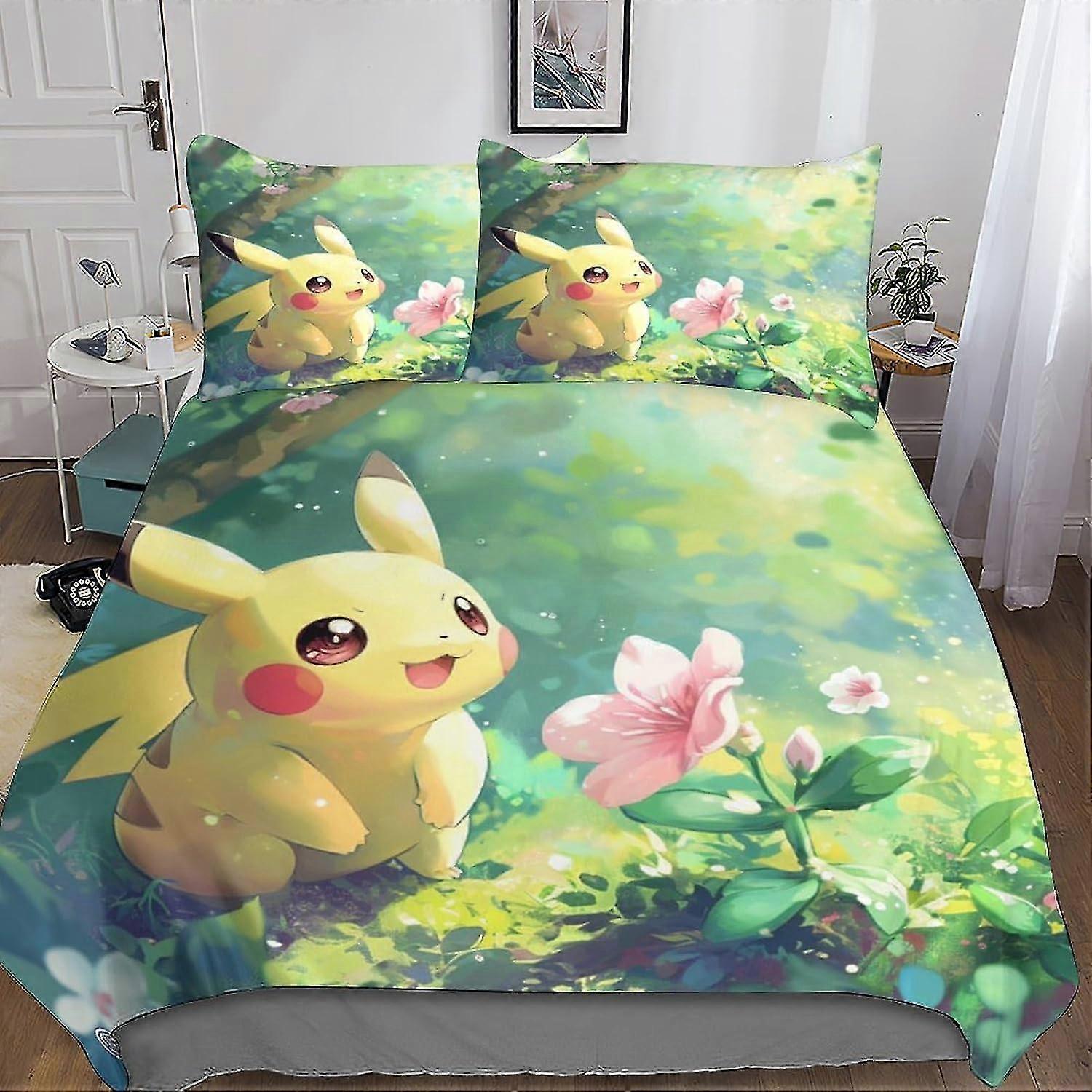 Conjuntos de Cama Cartoon Wizard - 3 Peças com Capa de Edredom, Capa de Colcha de Desenho Animado, Microfibra, Impressão 3D, Fecho de Zíper Oculto, Travesseiros