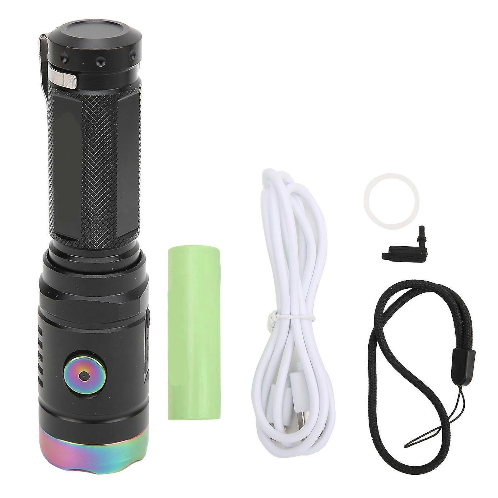 Pocket Flashlight L3 LED Mini Portable Powerful Black Flash Light with Battery Data Cable for Camping Hiking Walking