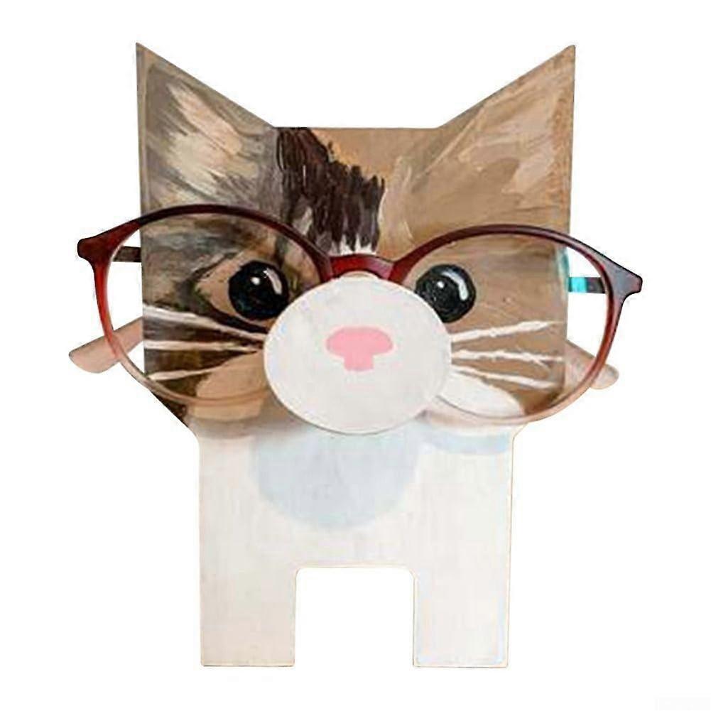 Funny and decorative storage solution for glasses, unique wooden stand in various animal shapes (cat)
