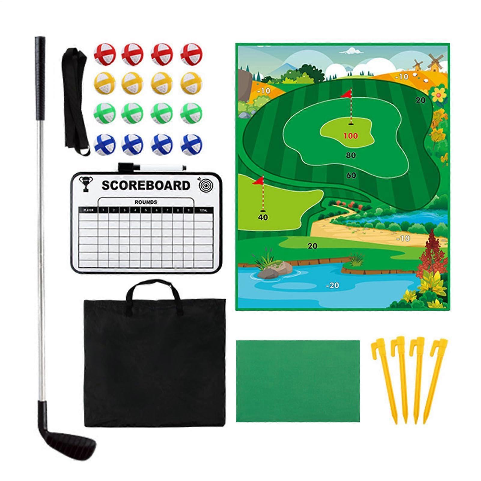 Golf Chipping Game Interactive Adhesive Training Mat with Club, Practice Aids