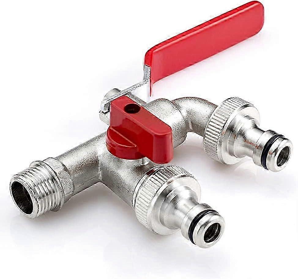 Frost-Proof Garden Faucet with Hose Connection - 3/4 Double Faucet for Washing Machine & Pressure-Resistant Brass Construction