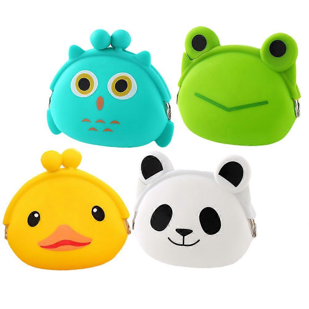 4pcs Cartoon Silicone Coin Wallets Durable Practical Storage Bags for Teaching Saving Money