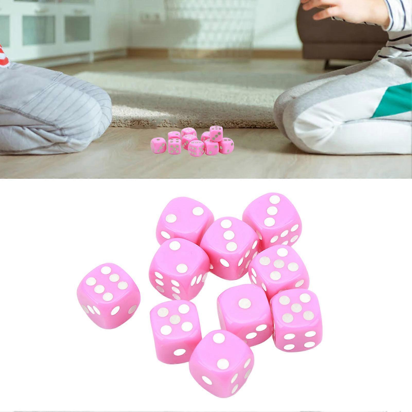 30PCS Dice Set 16MM Plastic 6 Sided Round Corners Dice Cubes for Table Games Board Games Pink 