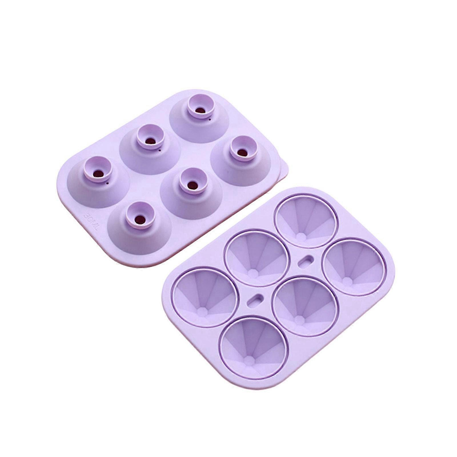 3D Irregular Shape Ice Cubes Mold Flexible Silicone Ice Lattices Crafting Mould for Daily Use Round Ice Ball Maker  Purple