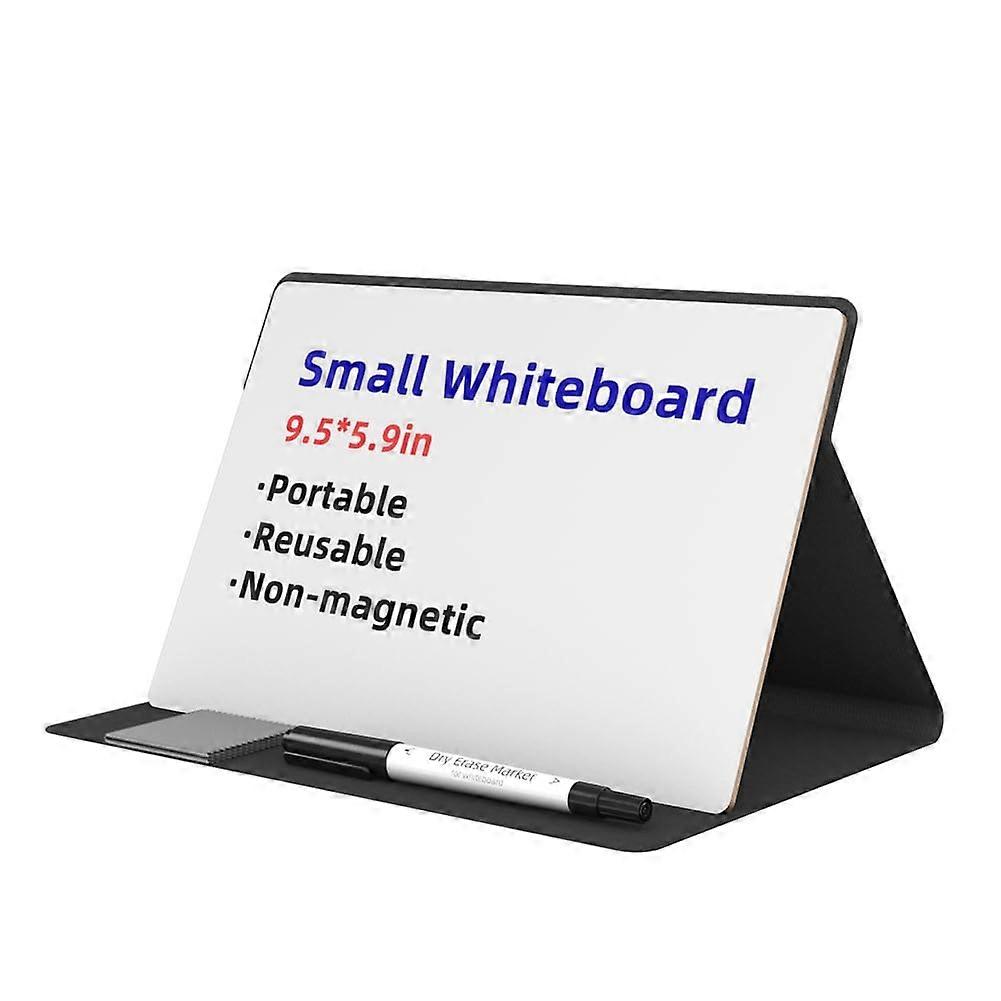 Portable Small Whiteboard, Mini Magnetic Dry Erase Whiteboard with Marker Cloth, Black Reusable 12x8 Inches