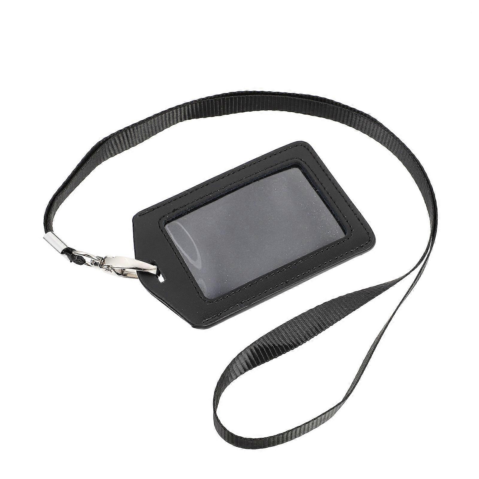 Badge Holder with Lanyard Vertical ID Card Case for Easy Access and Protection, Suitable for Employees and Events, All Match Style, Black
