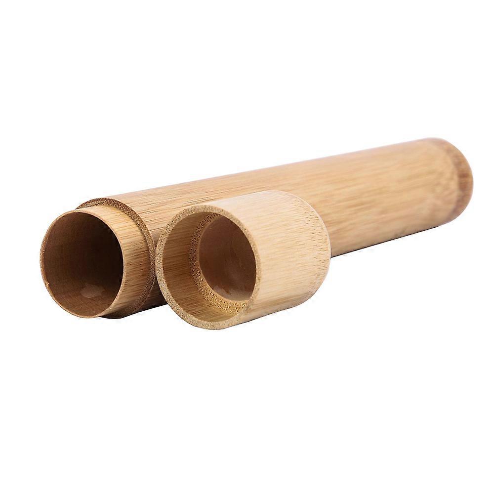 Portable Bamboo Toothbrush Case – Lightweight Travel Tube for Toothbrush Storage, Chic Round Design for Camping, Hiking and Travel