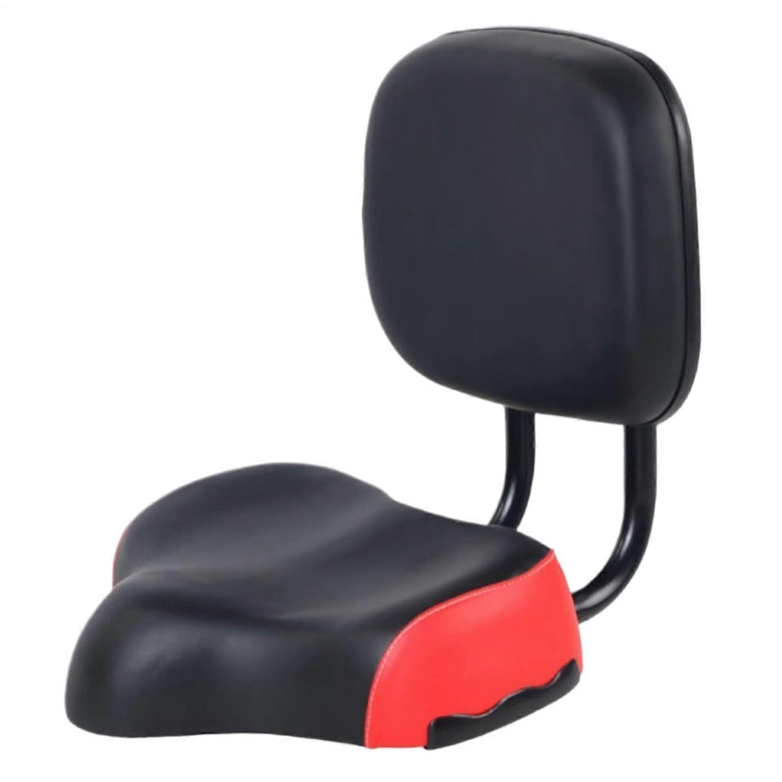 Bicycle saddle with backrest Wide saddle, soft cushion, shock absorber, red