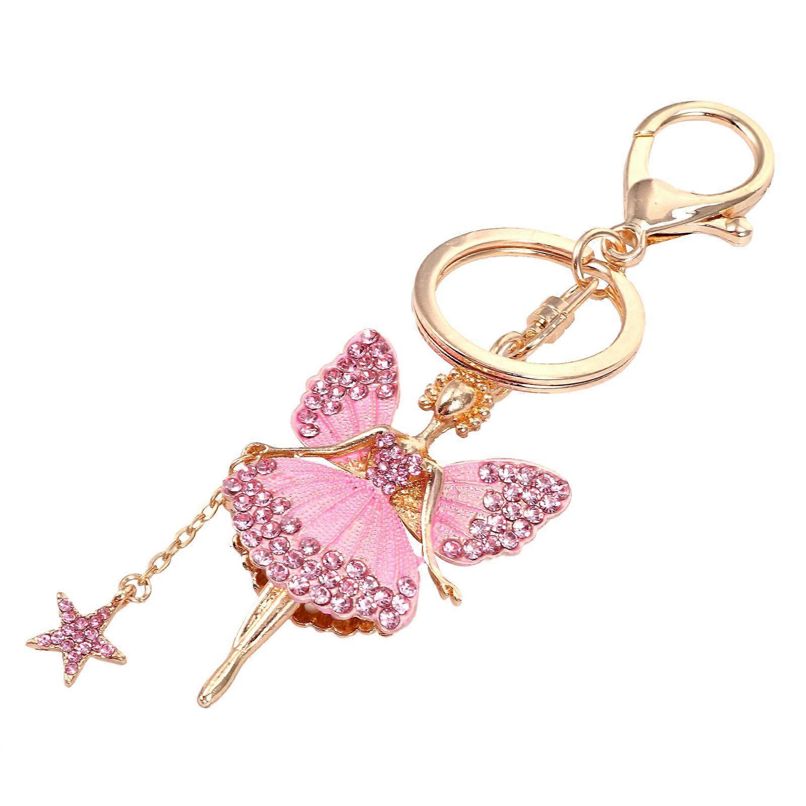 Keychain Charm Pink Crystal Elegant Car Pendant Organize Keys 1Pack