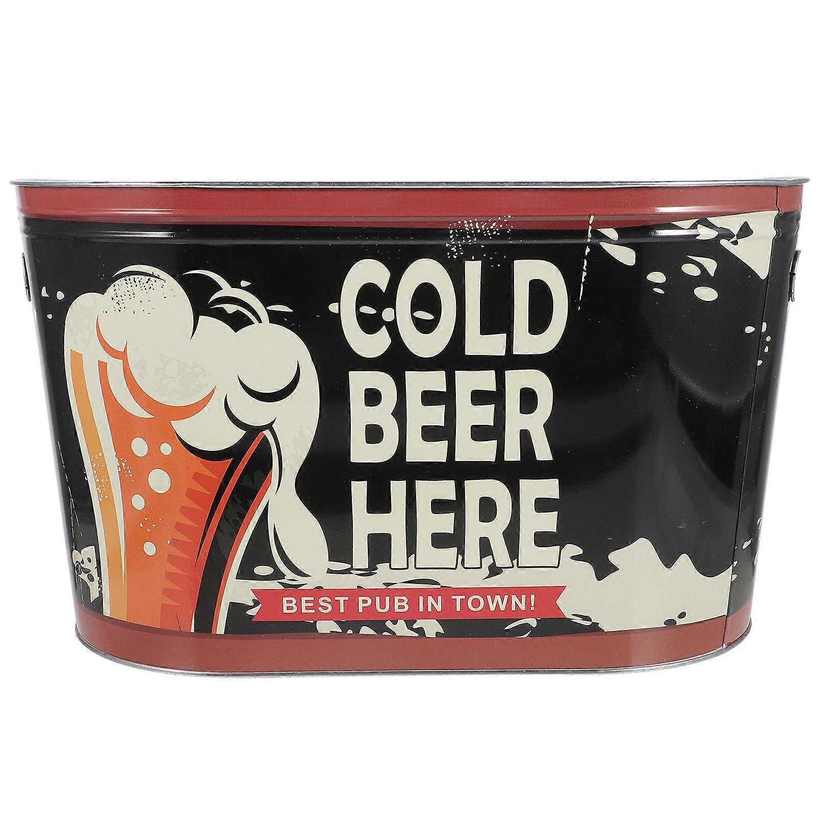 Metal Ice Cube Bucket For Bars And Restaurants Iron Scratch Resistant 41x25cm Oval Shape Ice Storage 1Pack