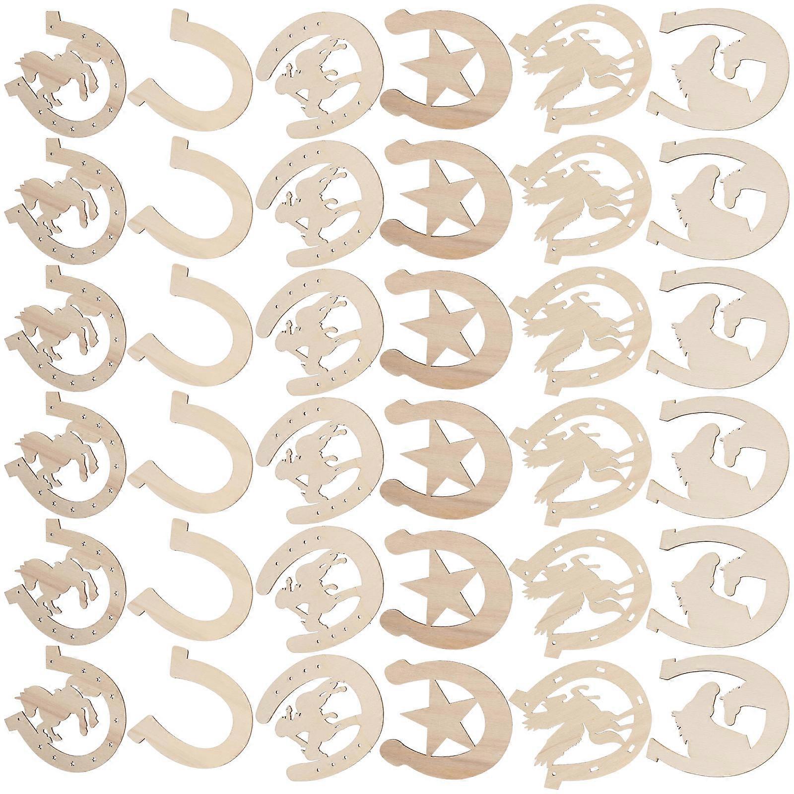 36pcs Unfinished Wooden Horseshoe Cutouts for Crafts, Painting, Home Decor & Holiday Projects – Smooth, Lightweight Wood Discs for DIY Slices &