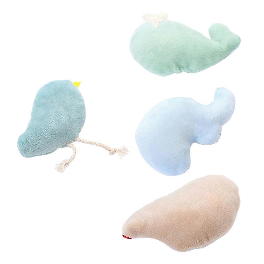 Pet Cat Toy Cartoon Animal Shaped Plush Chew Bite Interactive Toy For Solo 4Pcs