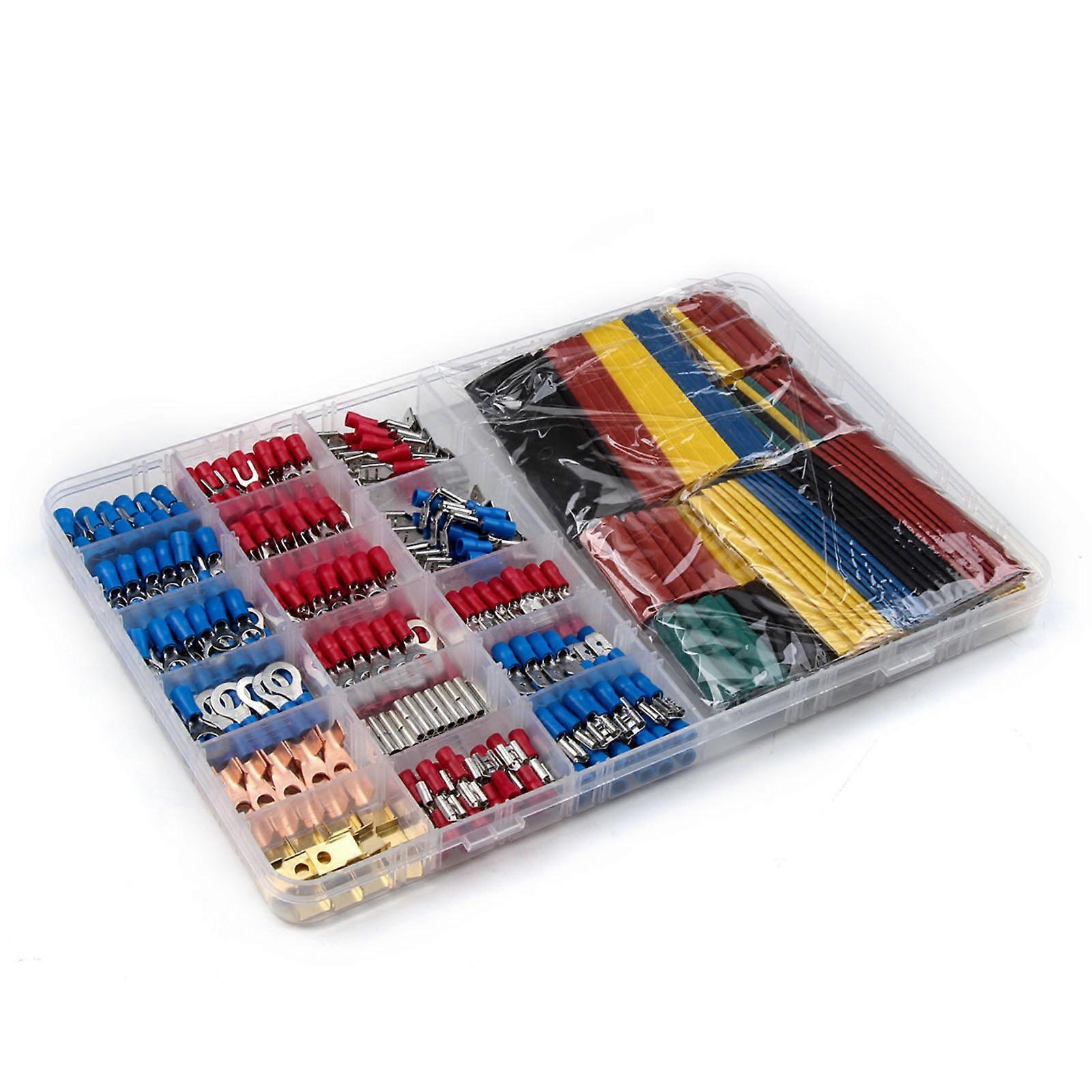 Professional 678pcs terminals Set with Crimping Tool Heat Shrink Sleeves Terminals Assortment for Stable Wiring Solution Multicolor