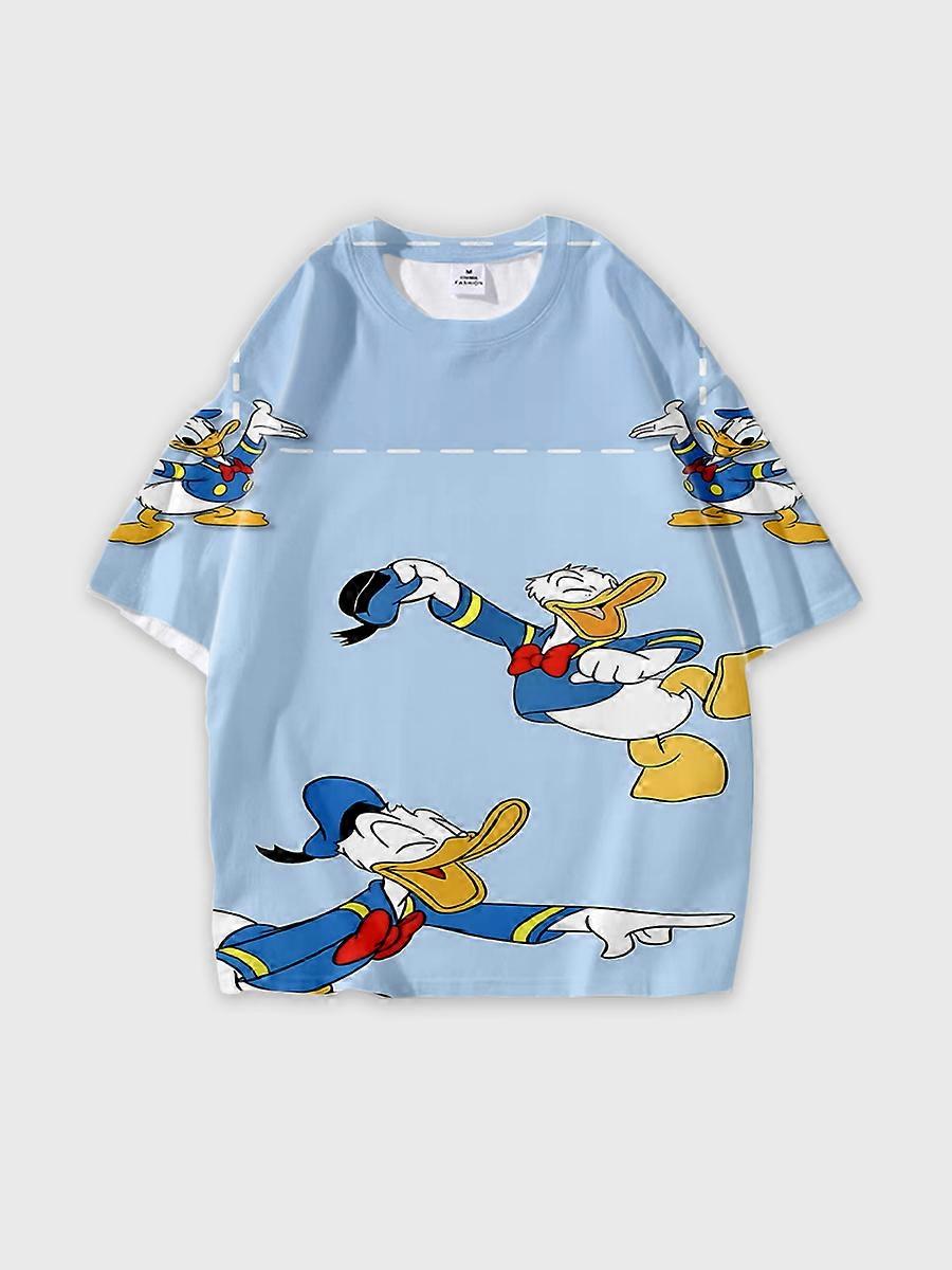 T-shirt girocollo Cartoon Pattern manica corta sciolta D3191