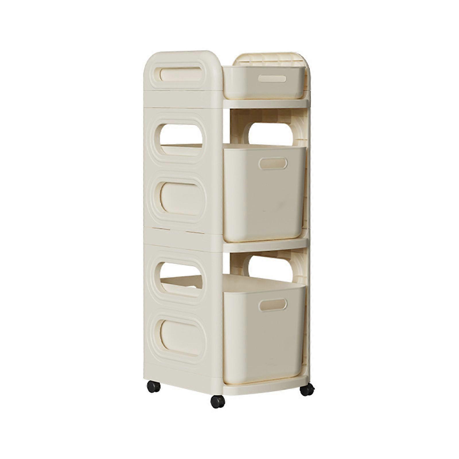 Removable Storage Trolley Rack Easy Assembly Rolling Cart with Wheels for Kitchen Convenient Home Organization Unit Multicolor