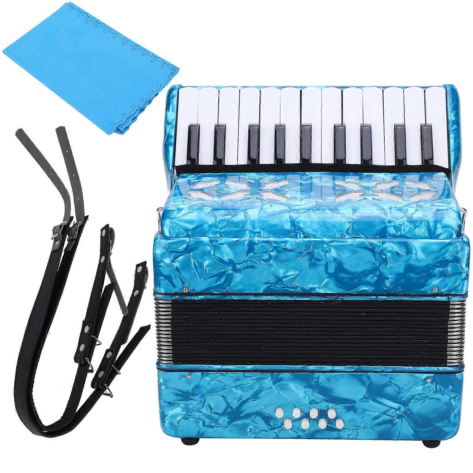 22 Keys Accordion 8 Bass with Strap Beginner Accordionist Musical Instrument Supplies