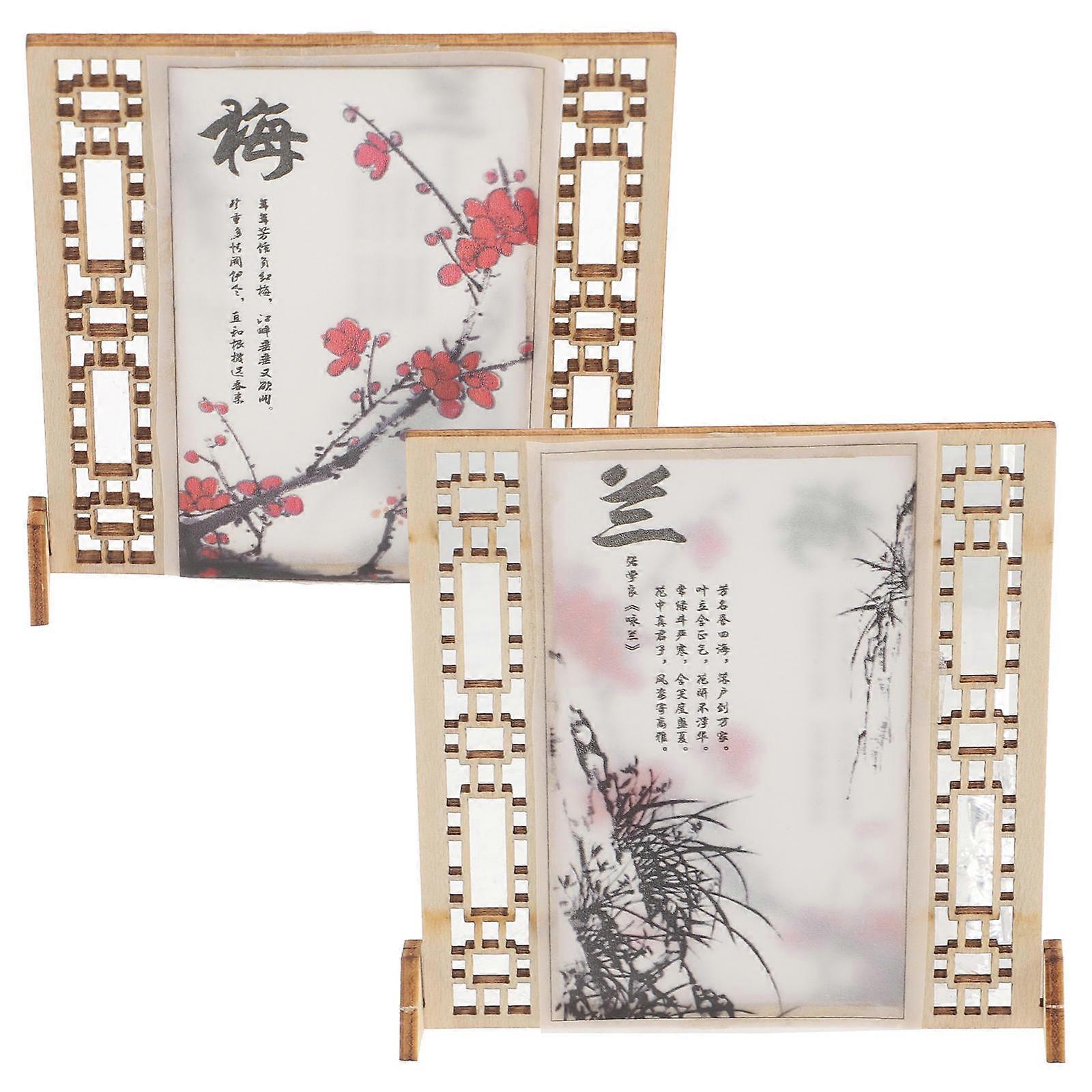 Decorative Screen Model Miniature Screen Shape Educational Plaything Wood 2Pack