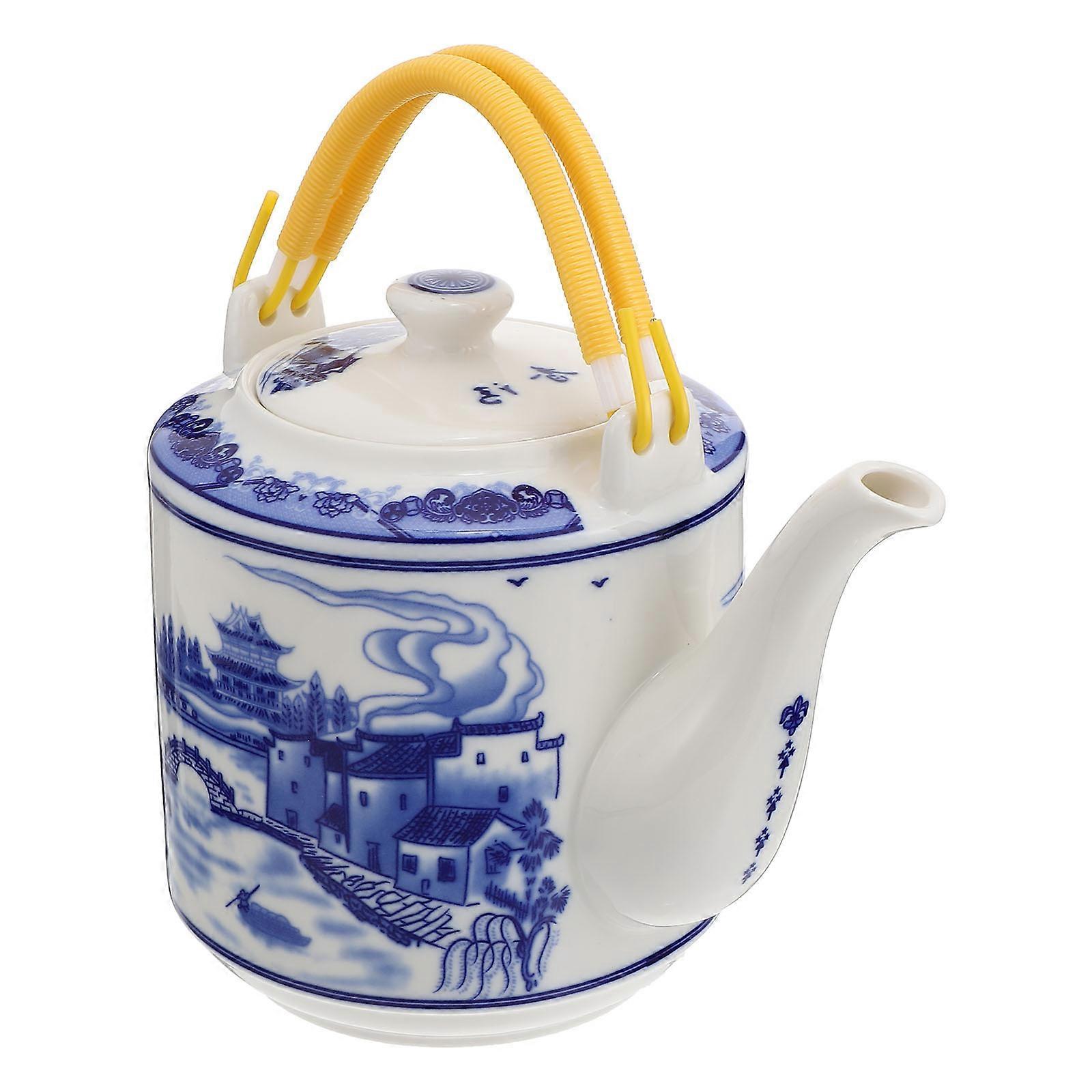 Chinese Style Ceramic Kettle Ideal For Family Tea Drinking 2L Capacity With Filter Function 1Pack