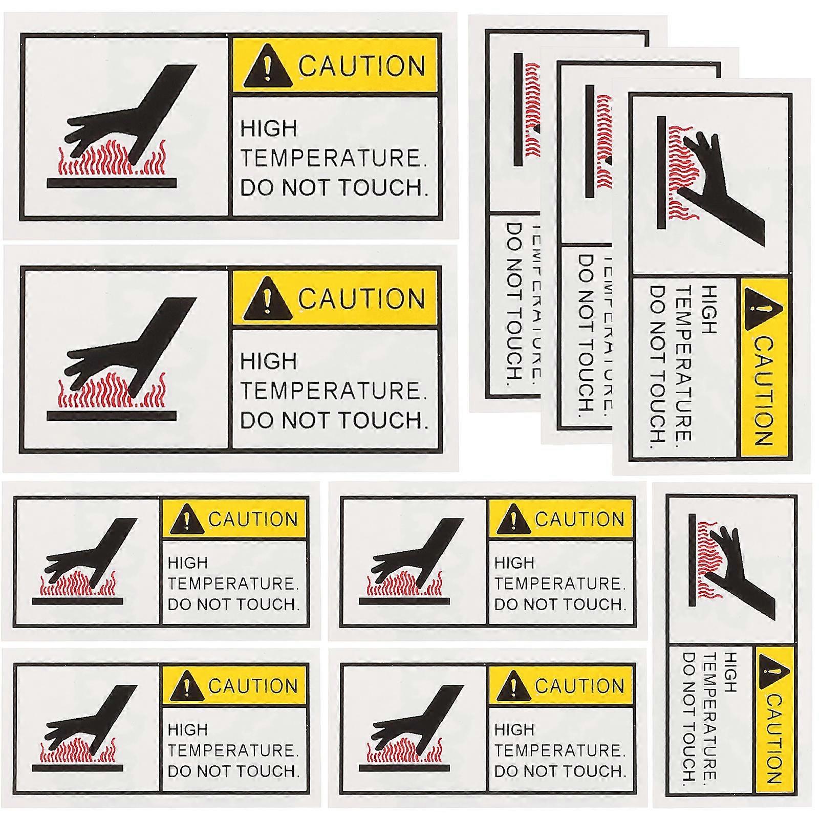 Caution Hot Sticker Pack 10Pcs High Temperature Warning Signs For Safety Precautions 100X50mm Rectangular
