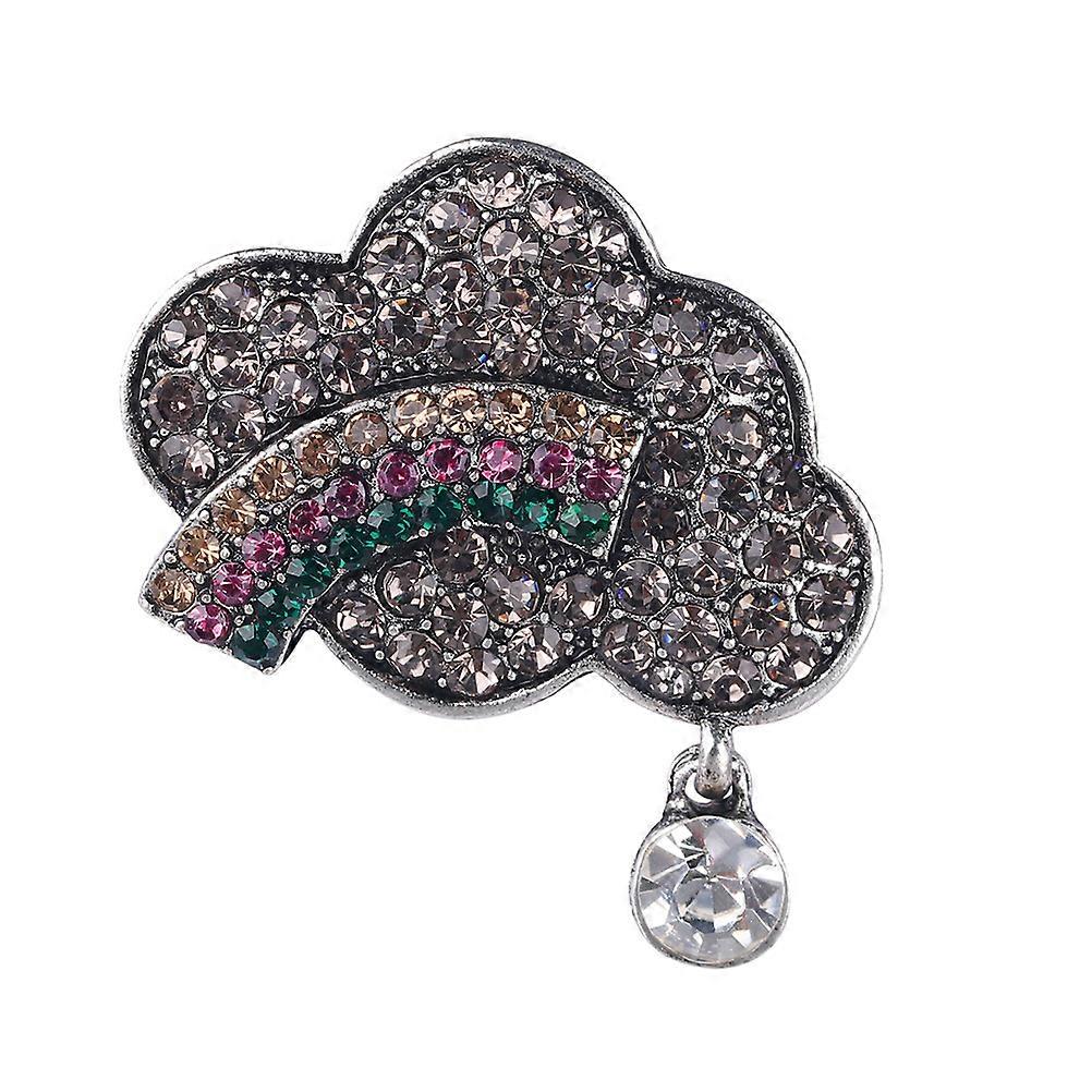 Rainbow Crystal Brooch Pin Made of Alloy in Silver Color for Daily Wear and Gifts