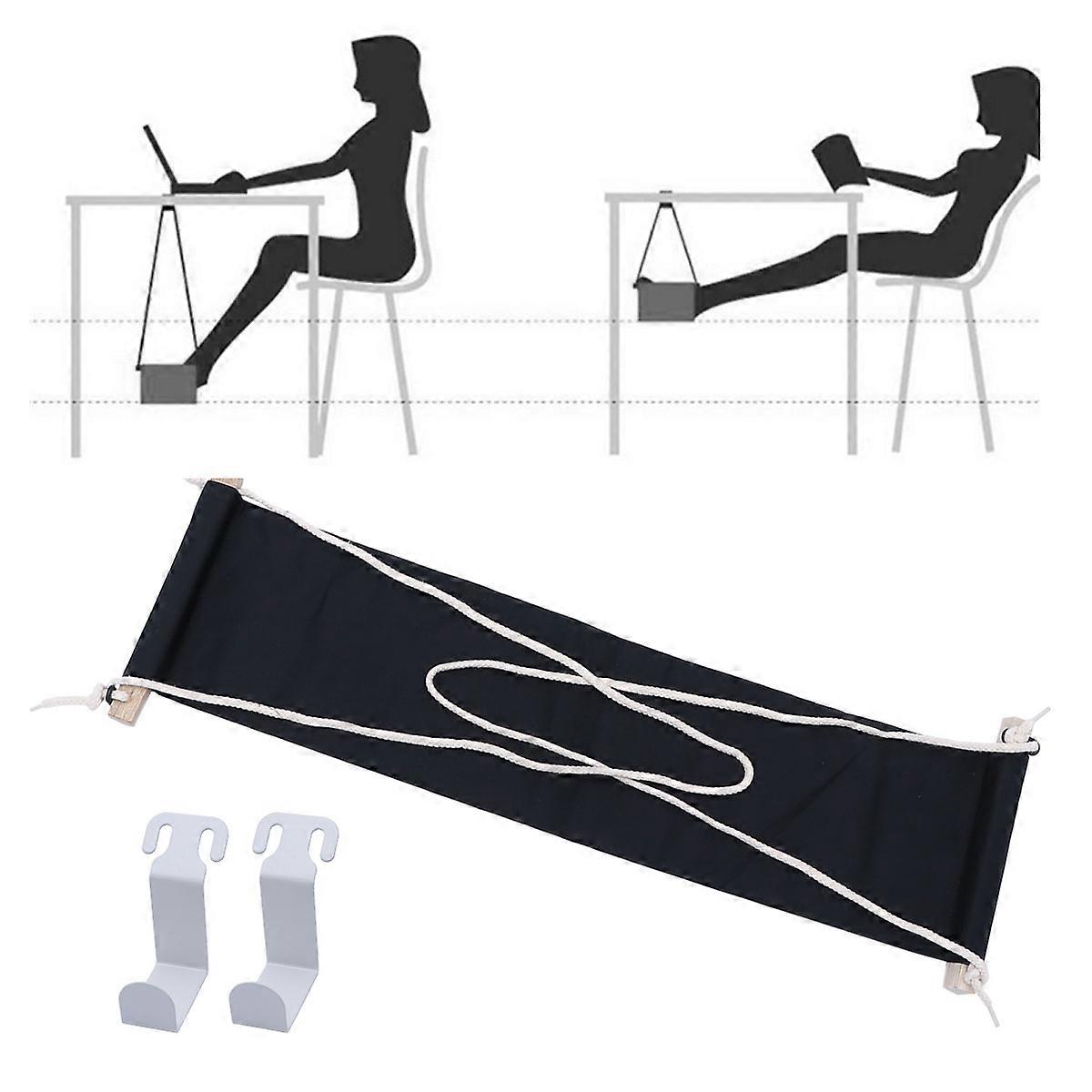 Black Footrest for Desk Designed to Rest Feet Comfortable Polyester Cotton Adjustable under Desk