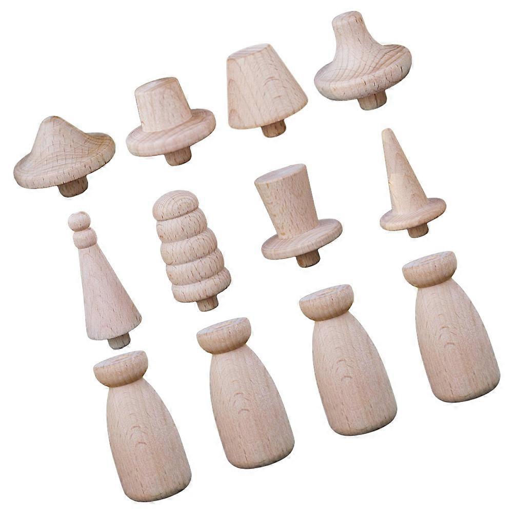 Unfinished Wooden Peg Dolls for DIY Painting Crafts – Includes Doll Bodies & Interchangeable Hats for Creative Art Projects, Room Decoration & Parent