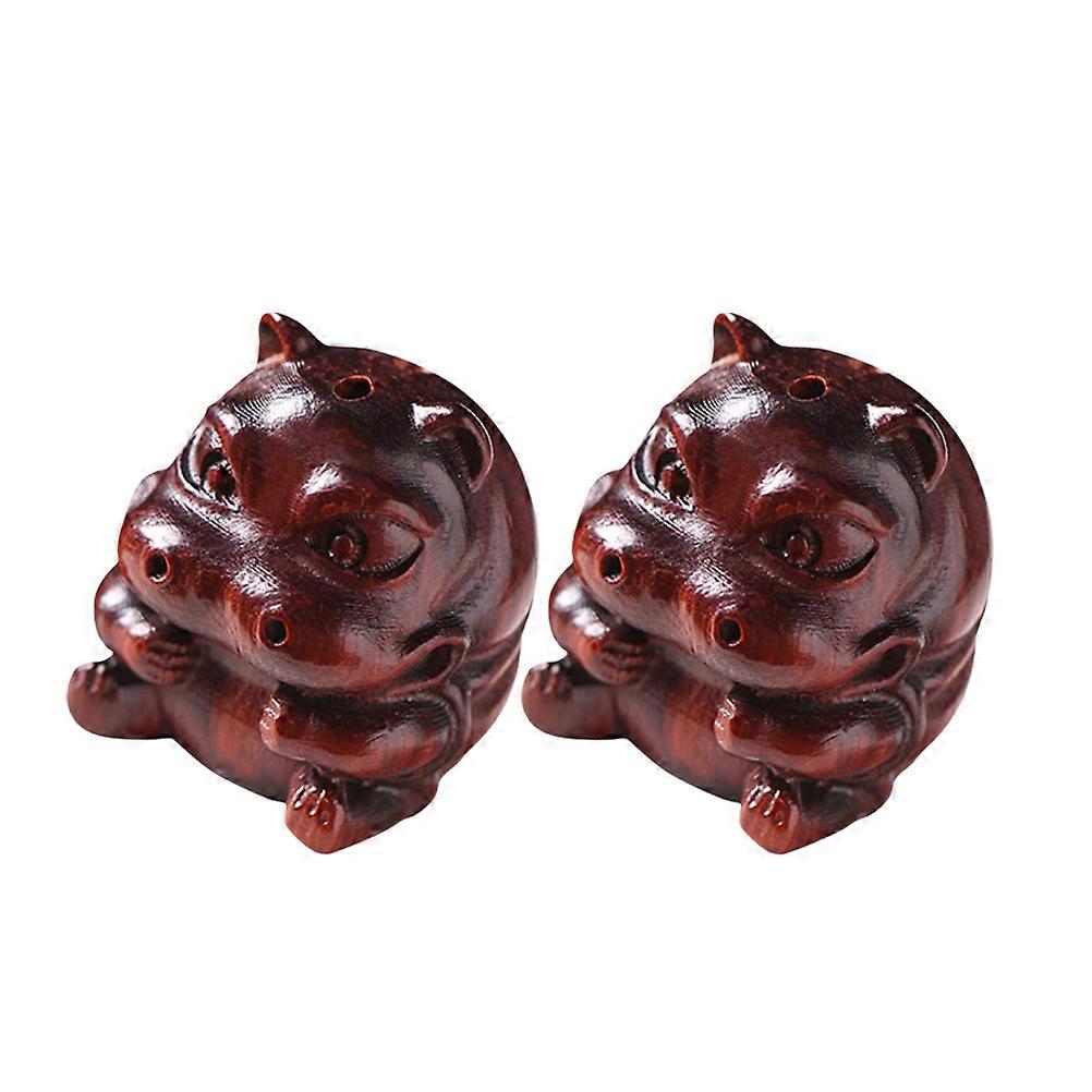 Adorable Hippo Keyring 2Pcs Tiny Figurine Versatile Usage For DIY Crafts And Accessories With Durable Wood Material
