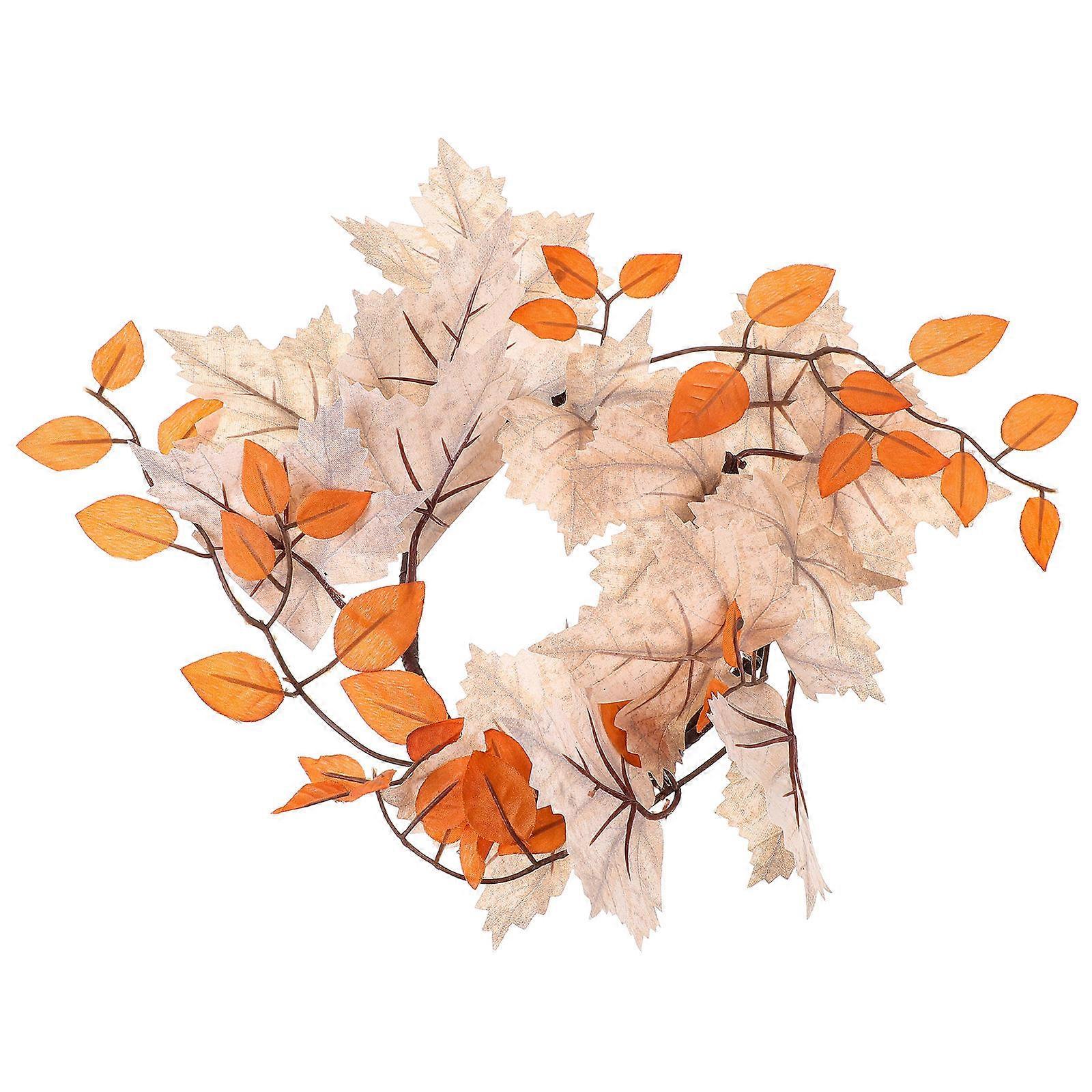 Candle Wreaths Rings Maple Leaf Thanksgiving Party Decoration 30CM Diameter Realistic Design 1Set