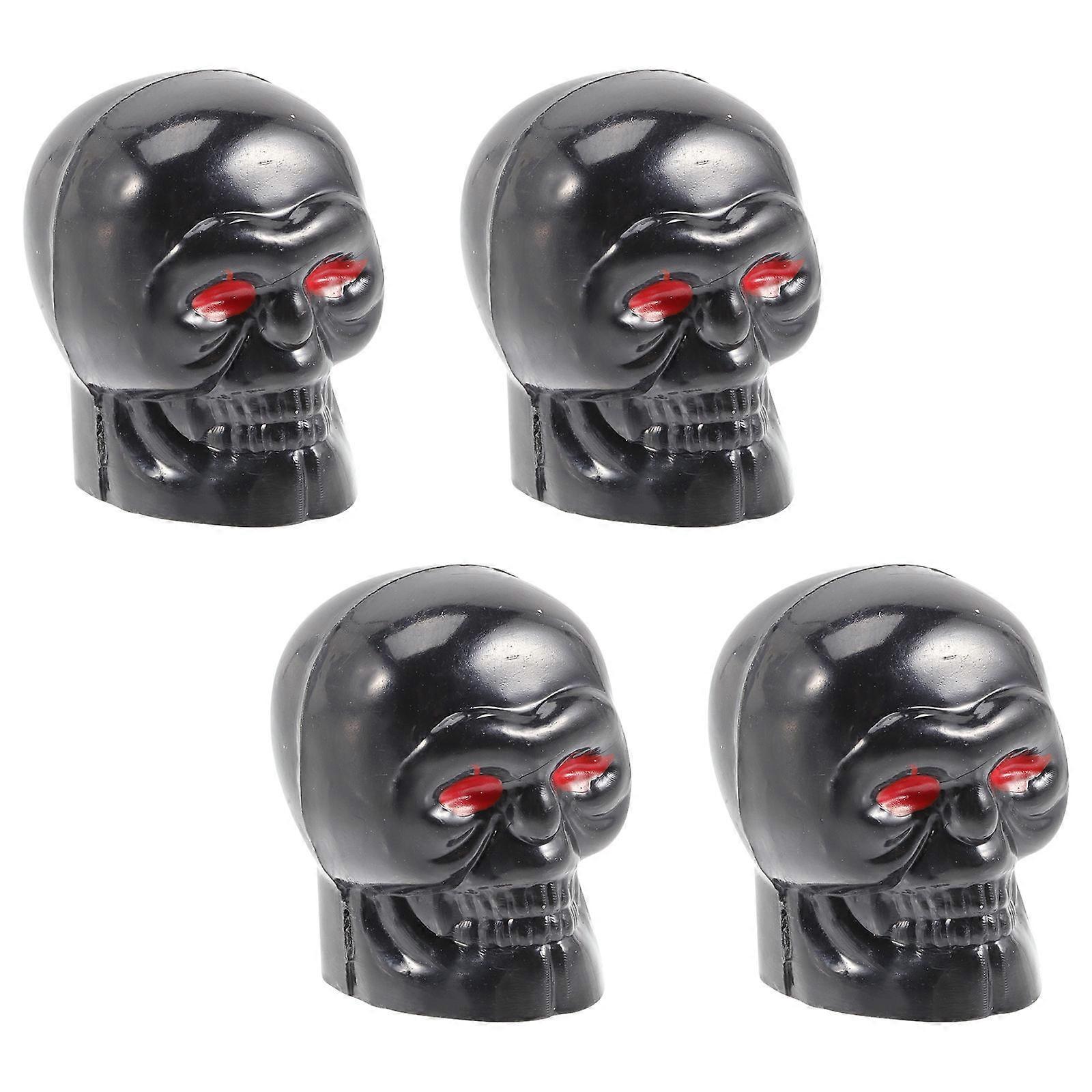 Automobile Valve Cap Skull Shaped Tire Valves Anti Corrosion Black 2x1.8cm Protect Valves 4Pcs