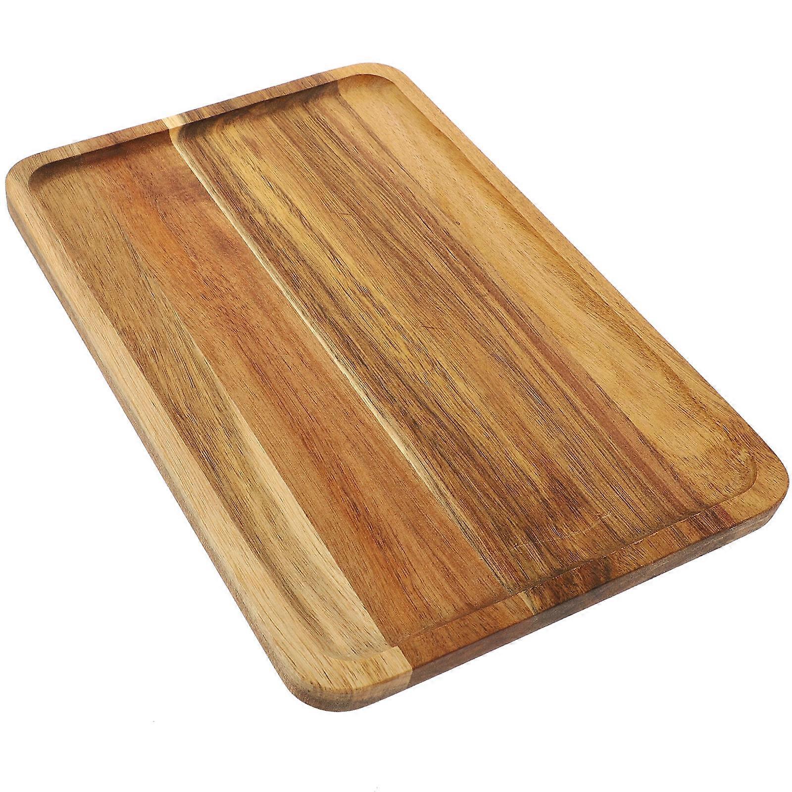 Wooden Serving Tray for Snack and Bread Display Brown Smooth Surface 10.5 Inches