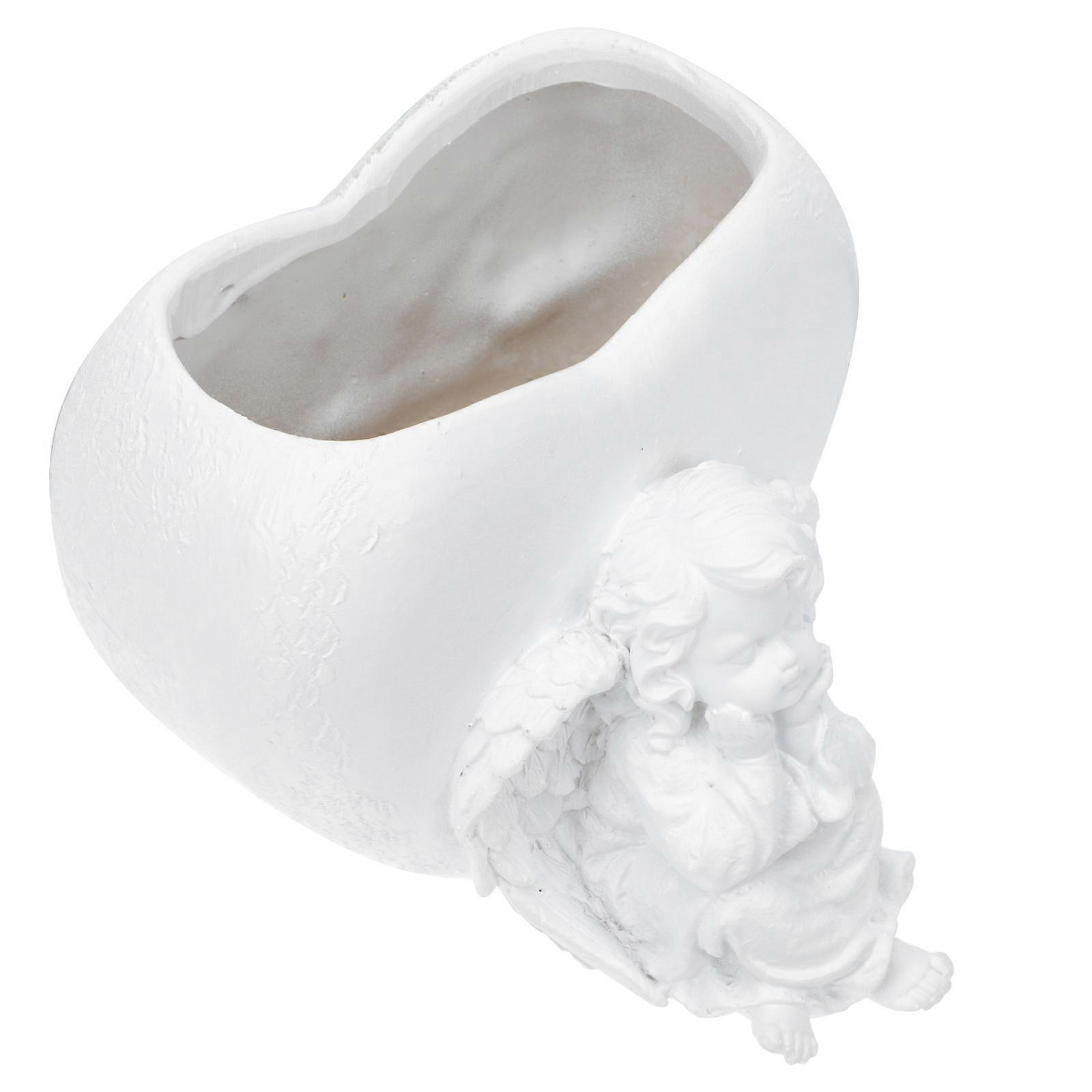 Statue Planter Resin Flower Pot Indoor Decoration White 13x12.5cm Flower Planting 1Pc