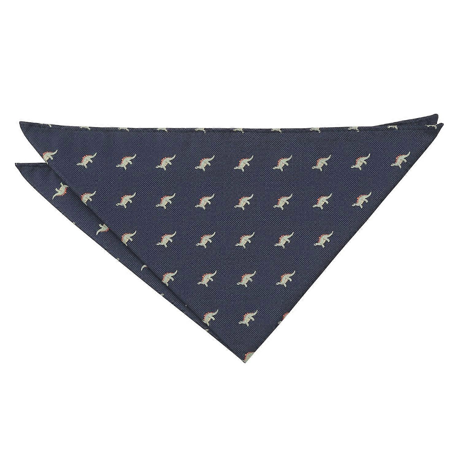 Navy Blue Stegosaurus Dinosaur Embroidered Pocket Square