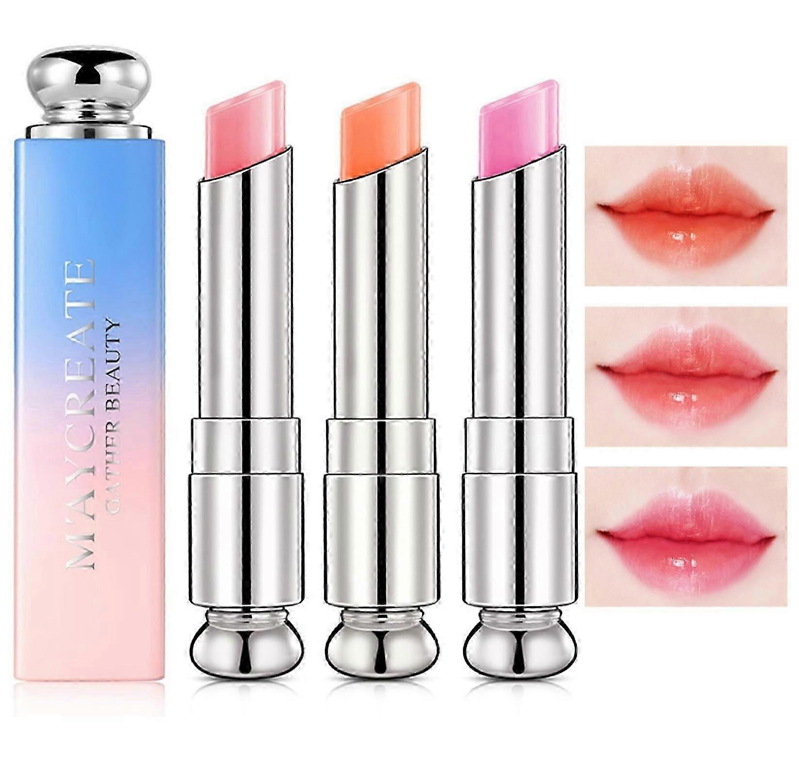 3個の色が変わるリップクリーム、ティンテッドリップバームゼリーリップスティック栄養モイスチャライザーリップバームナチュラルリッププロテクションリップ修理ギフト10代の女の子のための